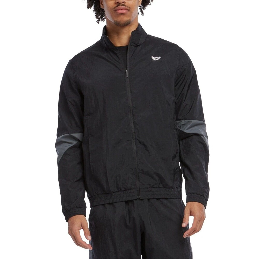 Reebok Men's Light Weight  RI Woven Track Jacket Full Zip Black XL